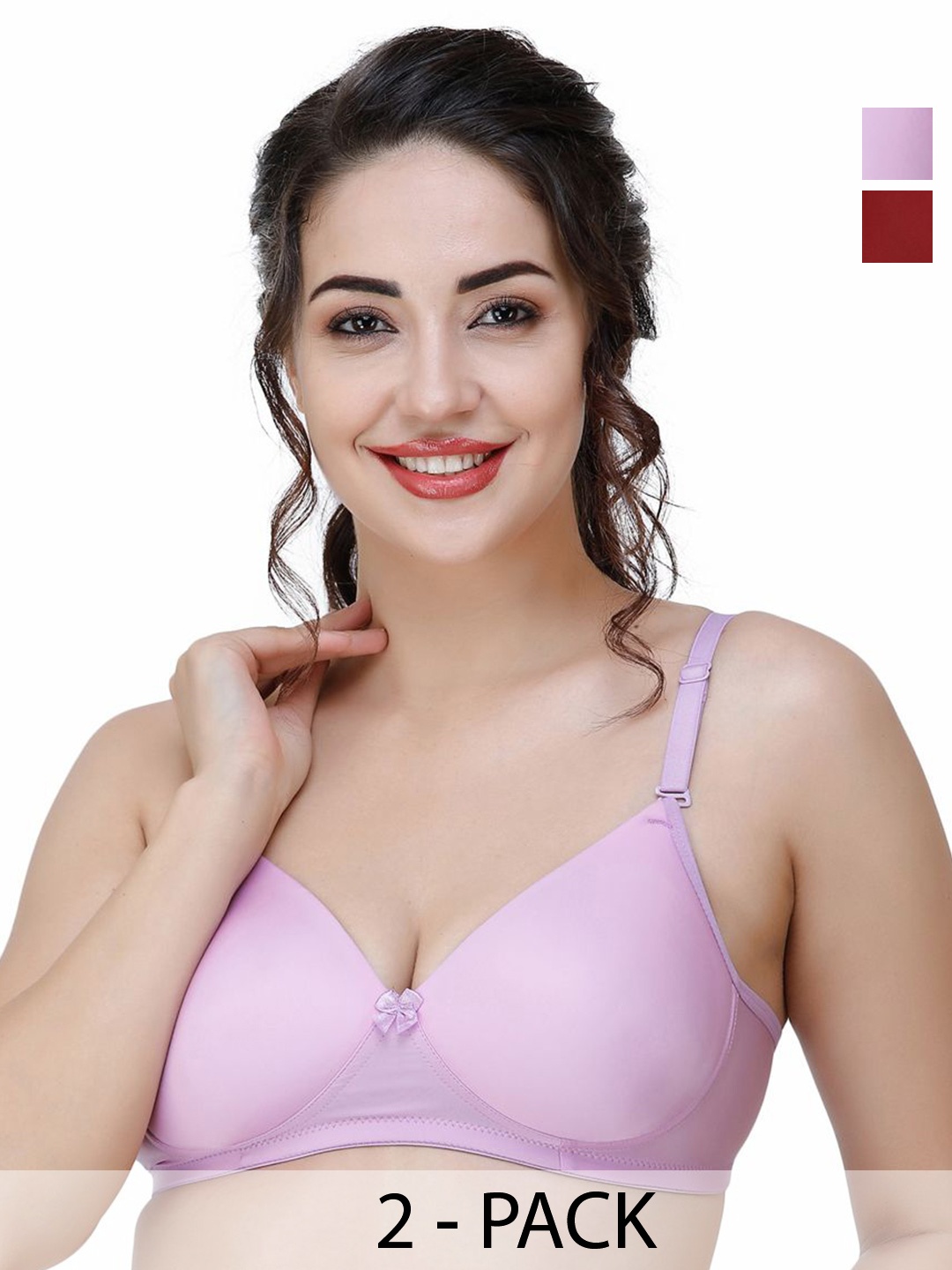 

College Girl Women Pack Of 2 Full Coverage Lightly Padded T-shirt Bra, Mauve