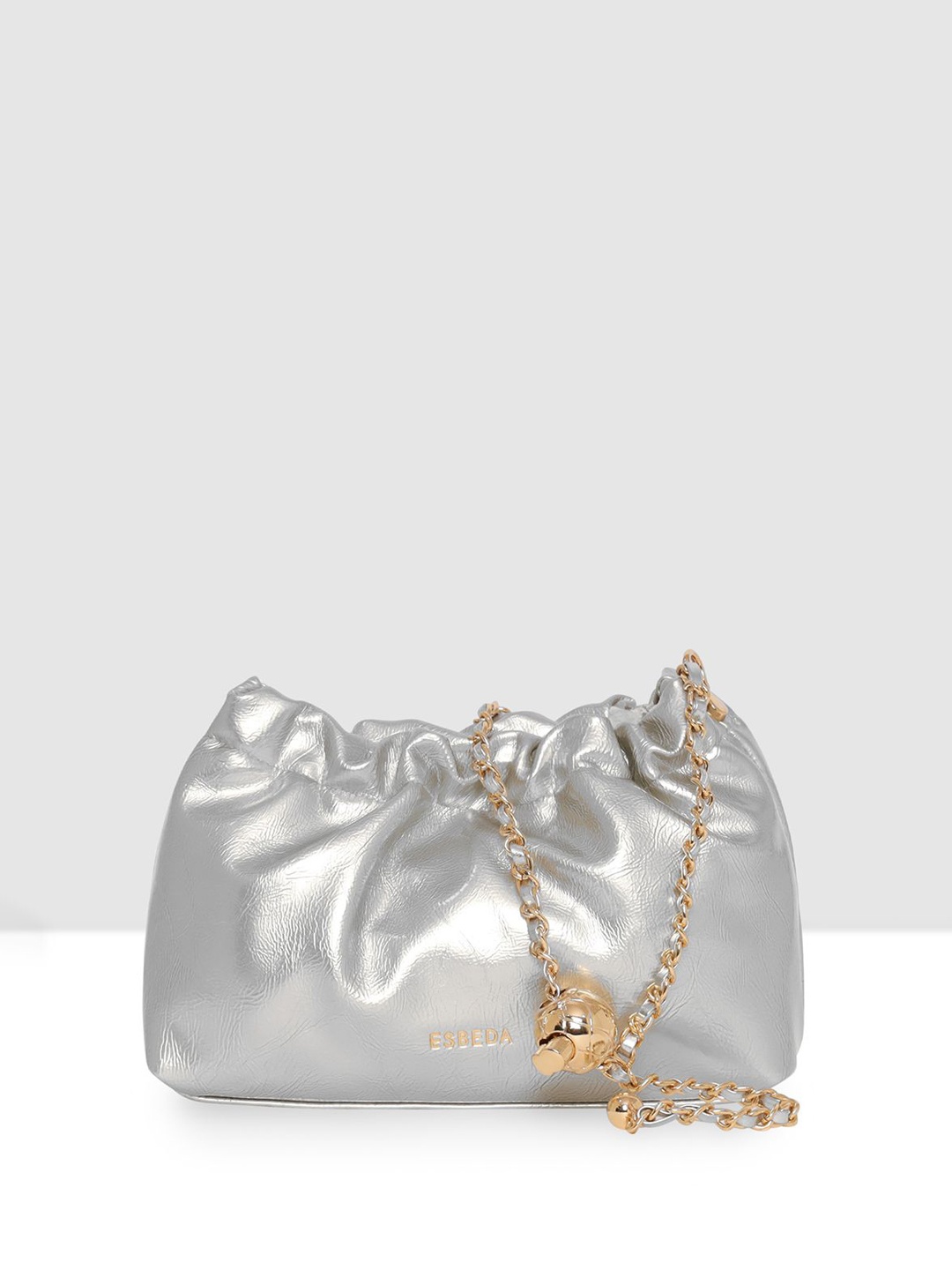 

ESBEDA Women Solid Bowling Sling Bag, Silver