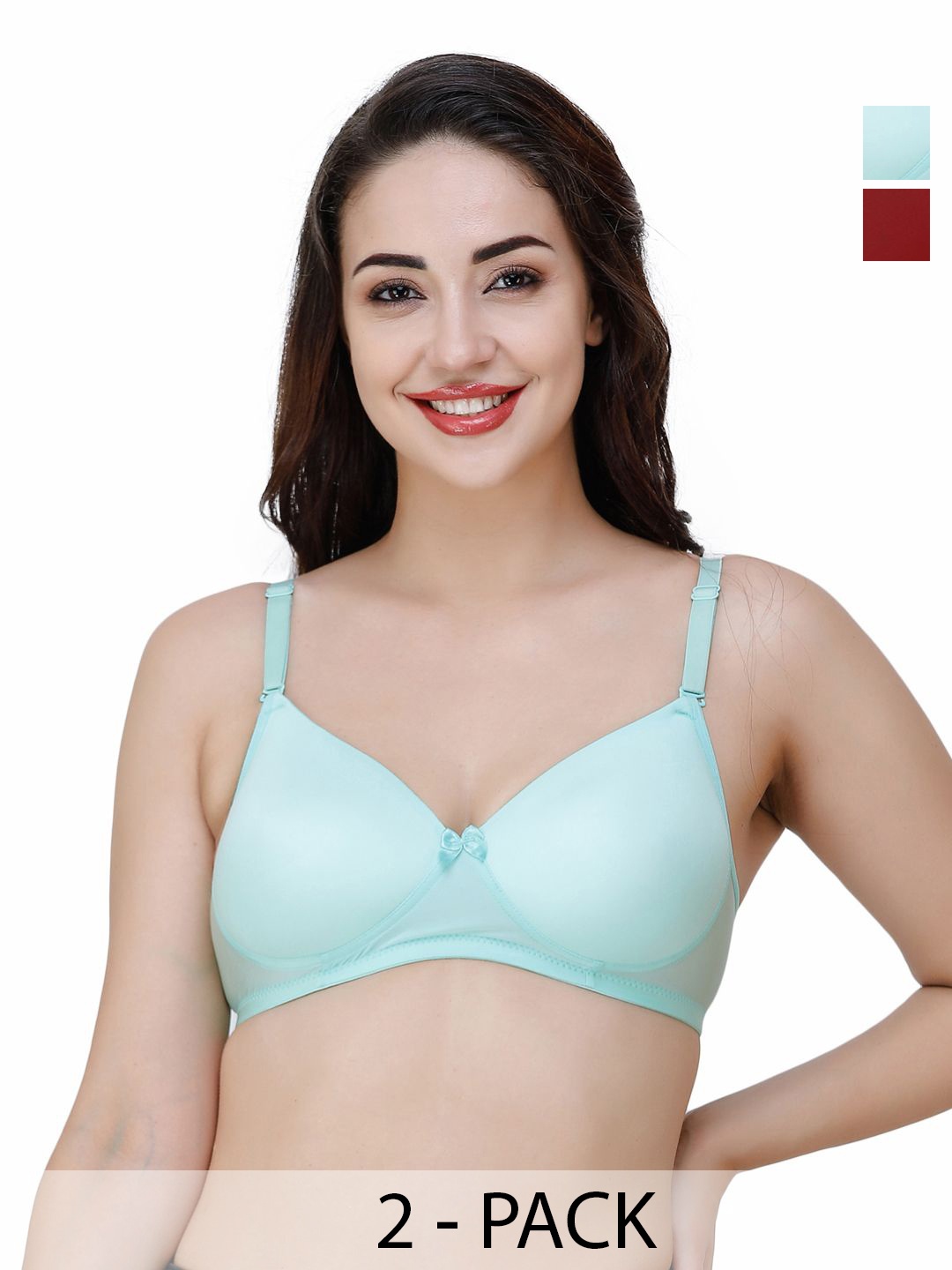 

College Girl Pack Of 2 Medium Coverage Lightly Padded T-shirt Bra, Maroon