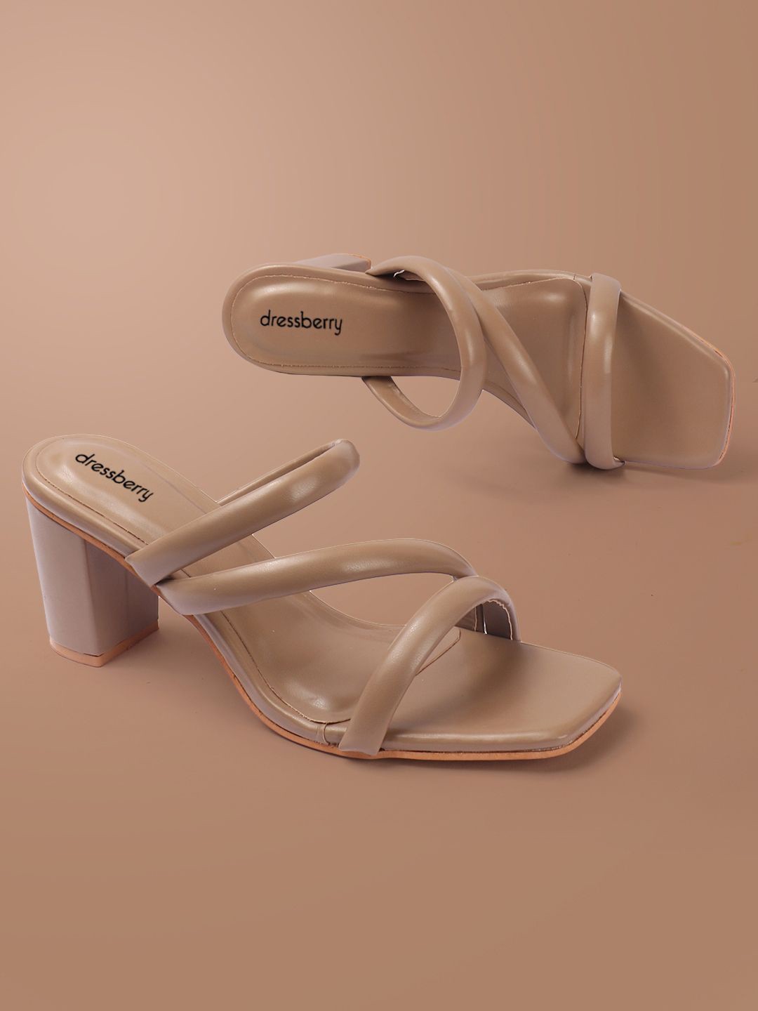 

DressBerry Women Party Block Sandals, Beige