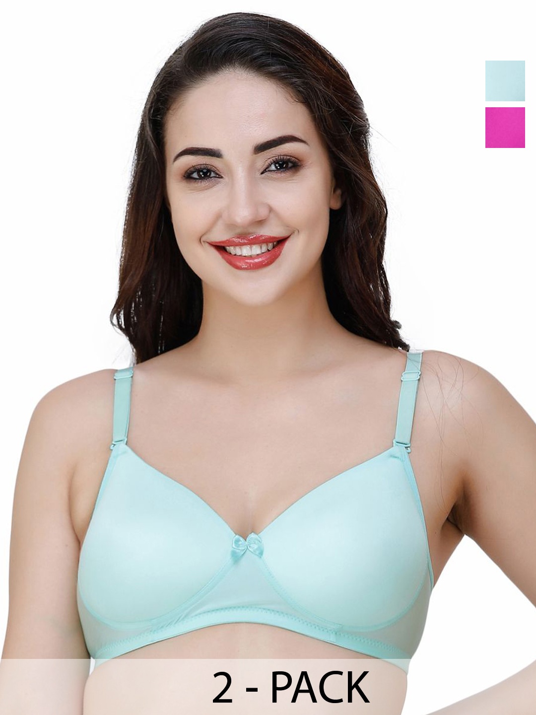

College Girl Pack Of 2 Full Coverage Lightly Padded T-shirt Bra, Sea green