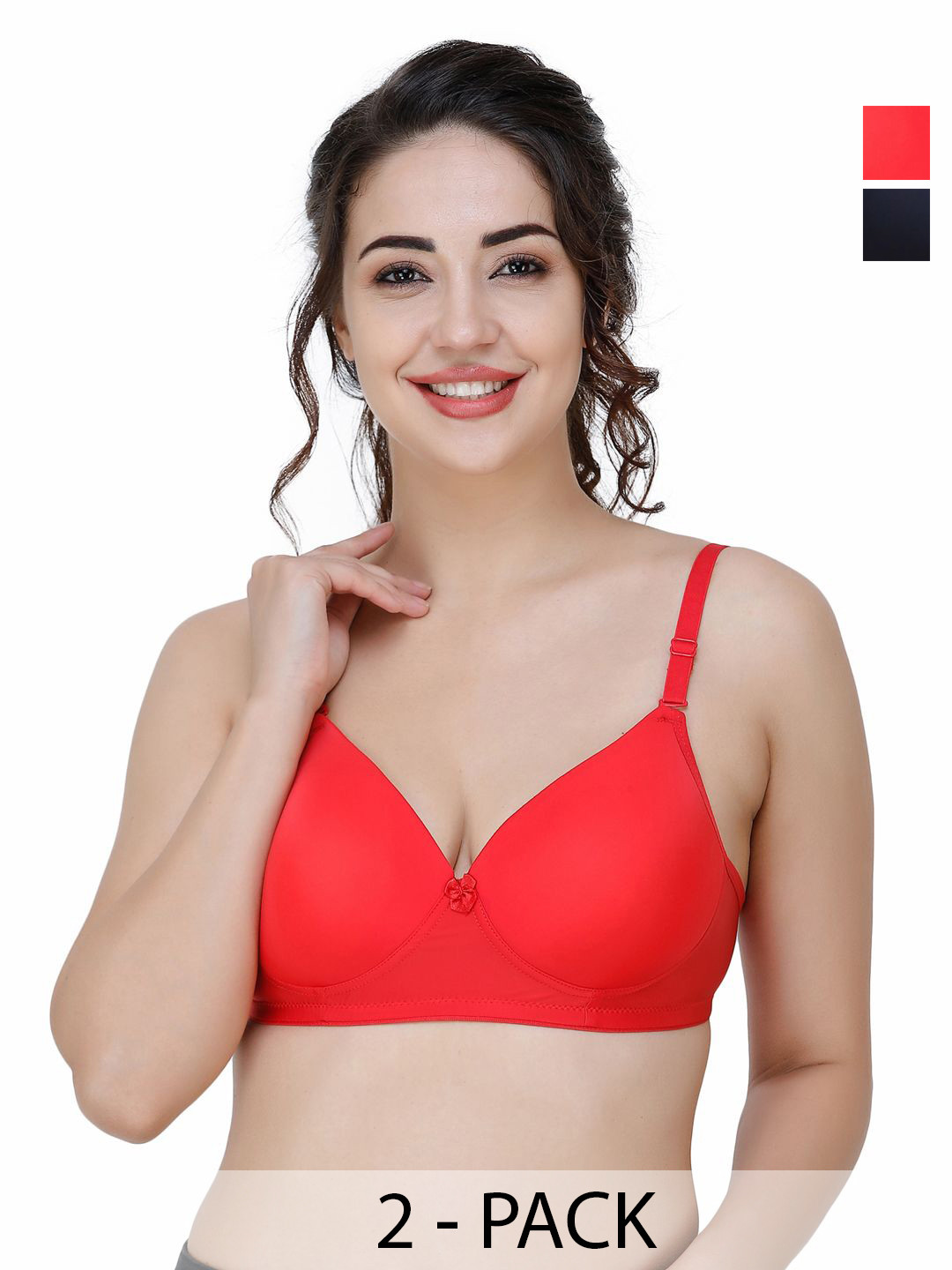 

College Girl Women Pack Of 2 Full Coverage Lightly Padded Bra, Navy blue