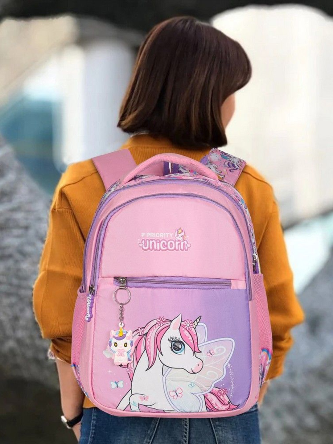 

Priority Kids Printed Padded Zip Pocket Backpack, Pink