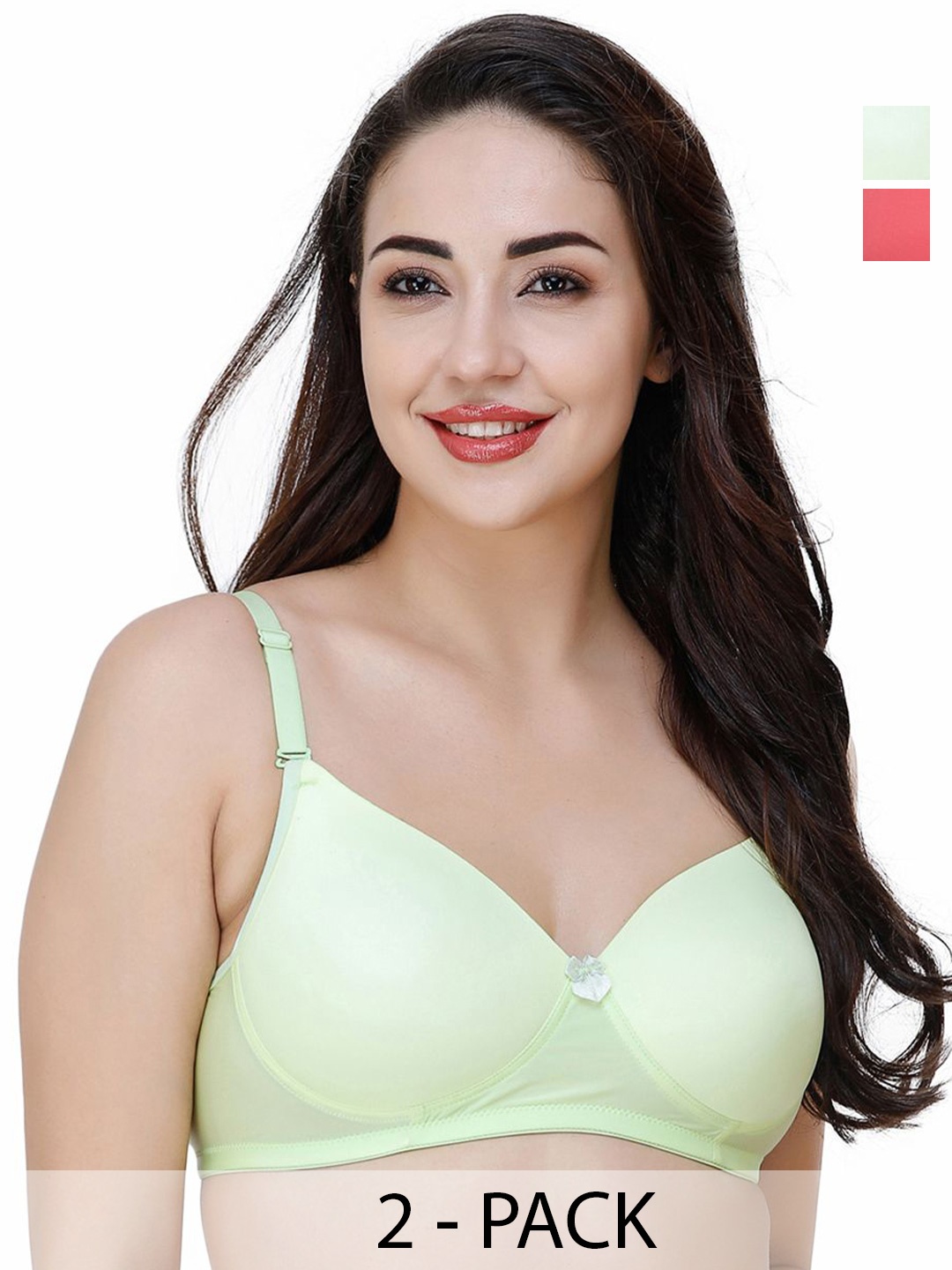 

College Girl Women Pack Of 2 Full Coverage Lightly Padded T-shirt Bra, Green
