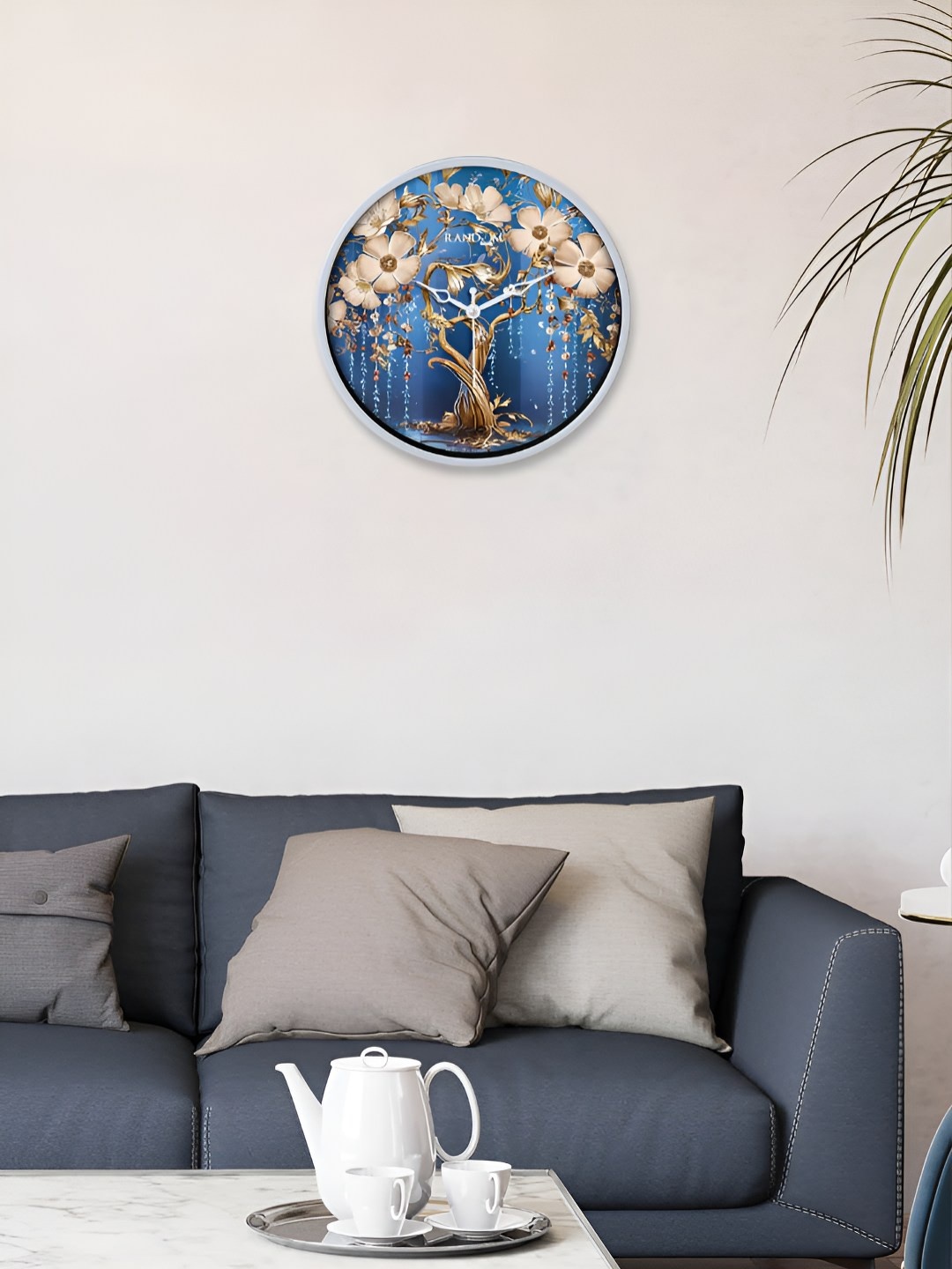 

Aura Blue & Beige Printed Contemporary Analogue Wall Clock