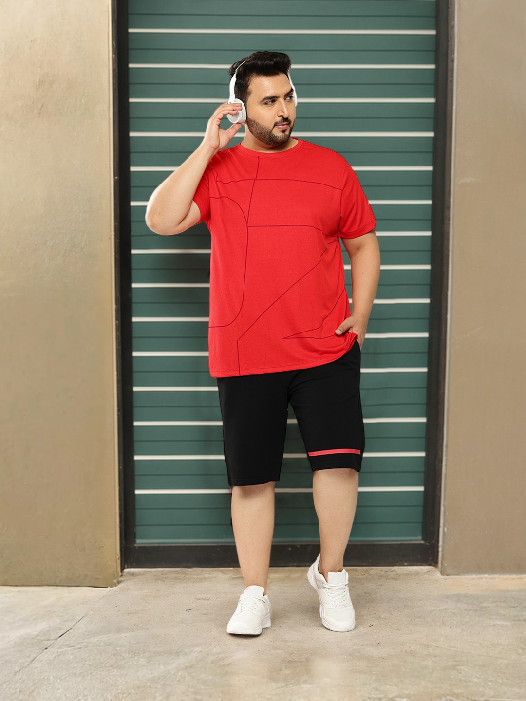 

Sztori Plus Size Round Neck Short Sleeves T-shirt, Red