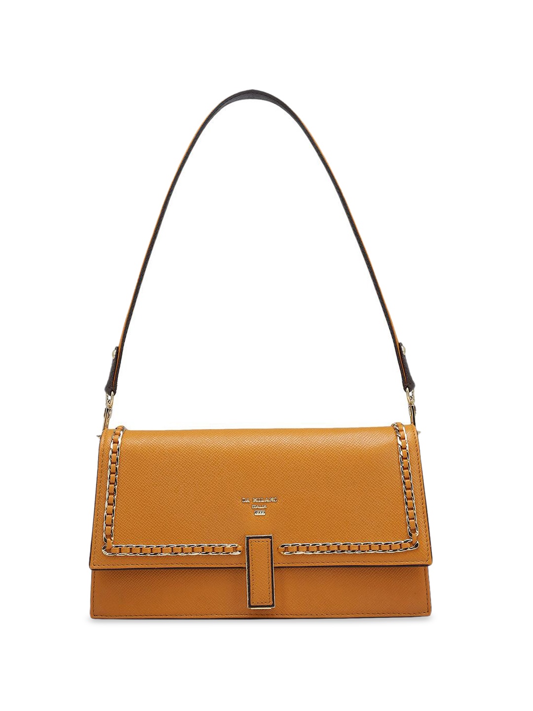 

Da Milano Women Textured Structured Leather Shoulder Bag, Mustard