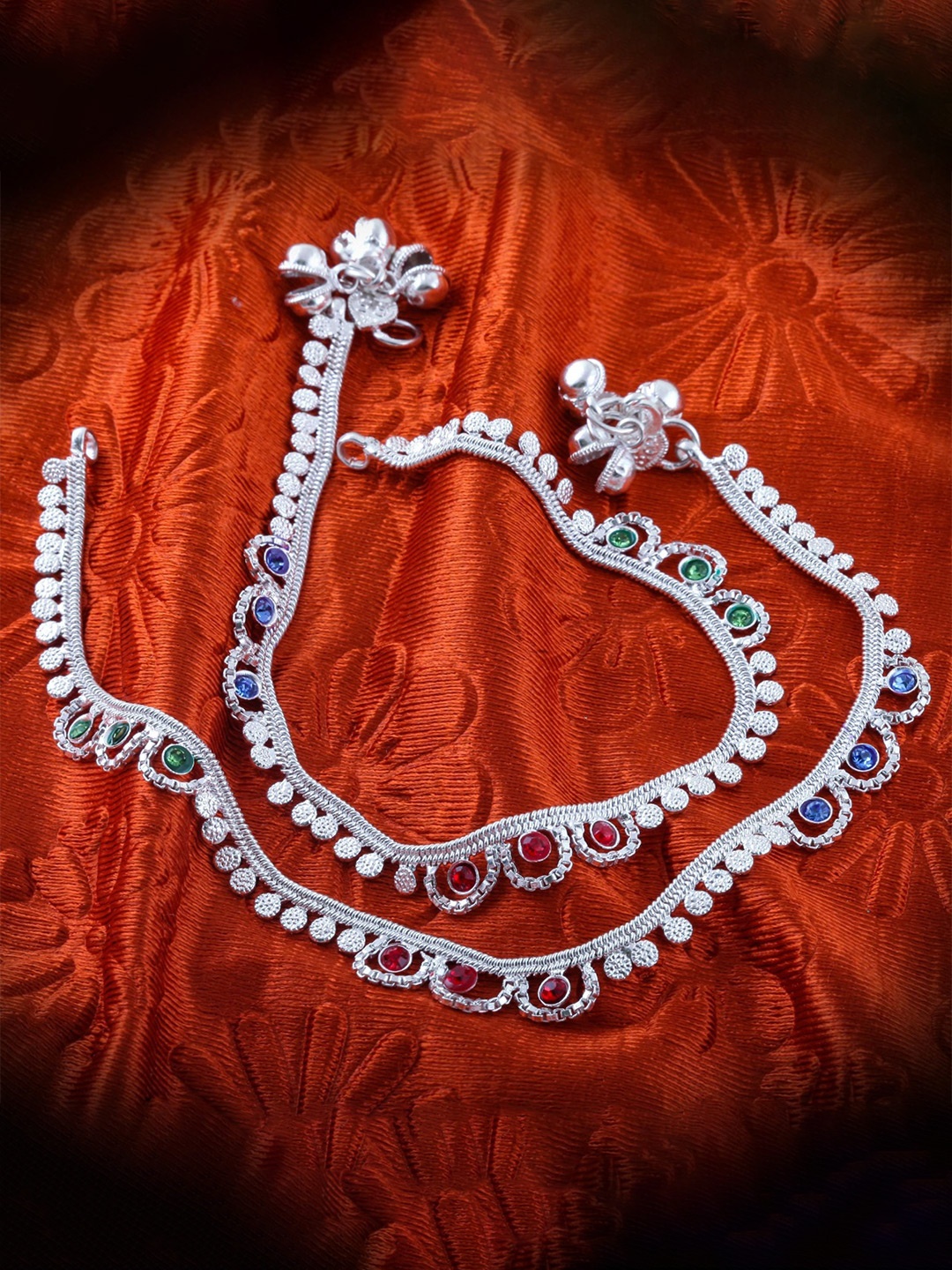 

Heer Collection Pack Of 4 Silver-Plated Anklets