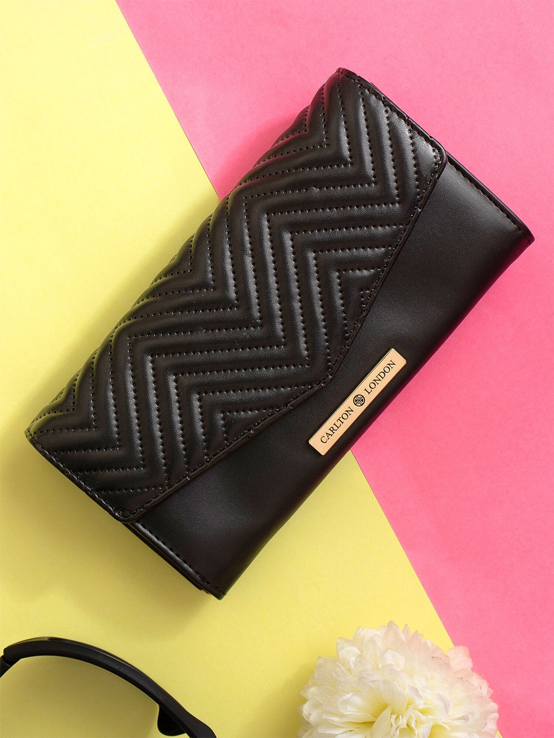 

Carlton London Women PU Two Fold Wallet, Black