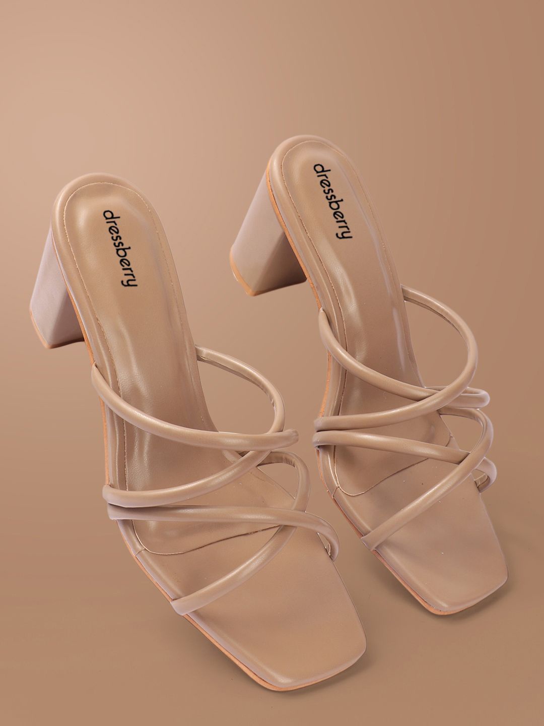 

DressBerry Women Open Toe Block Sandals, Beige