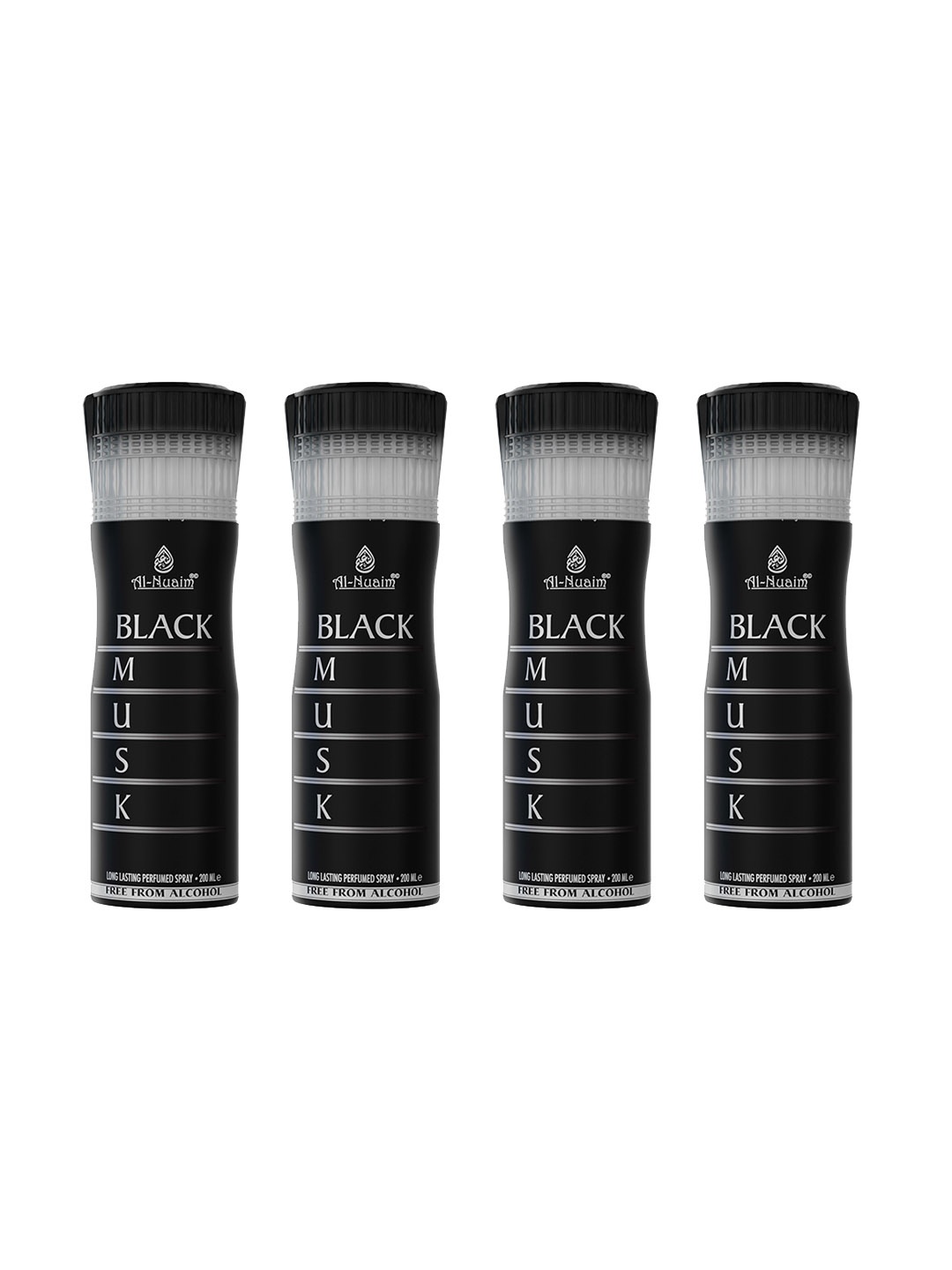 

Al-Nuaim Men Set of 4 Black Musk Alcohol Free Long Lasting Deodorant - 200 ml each