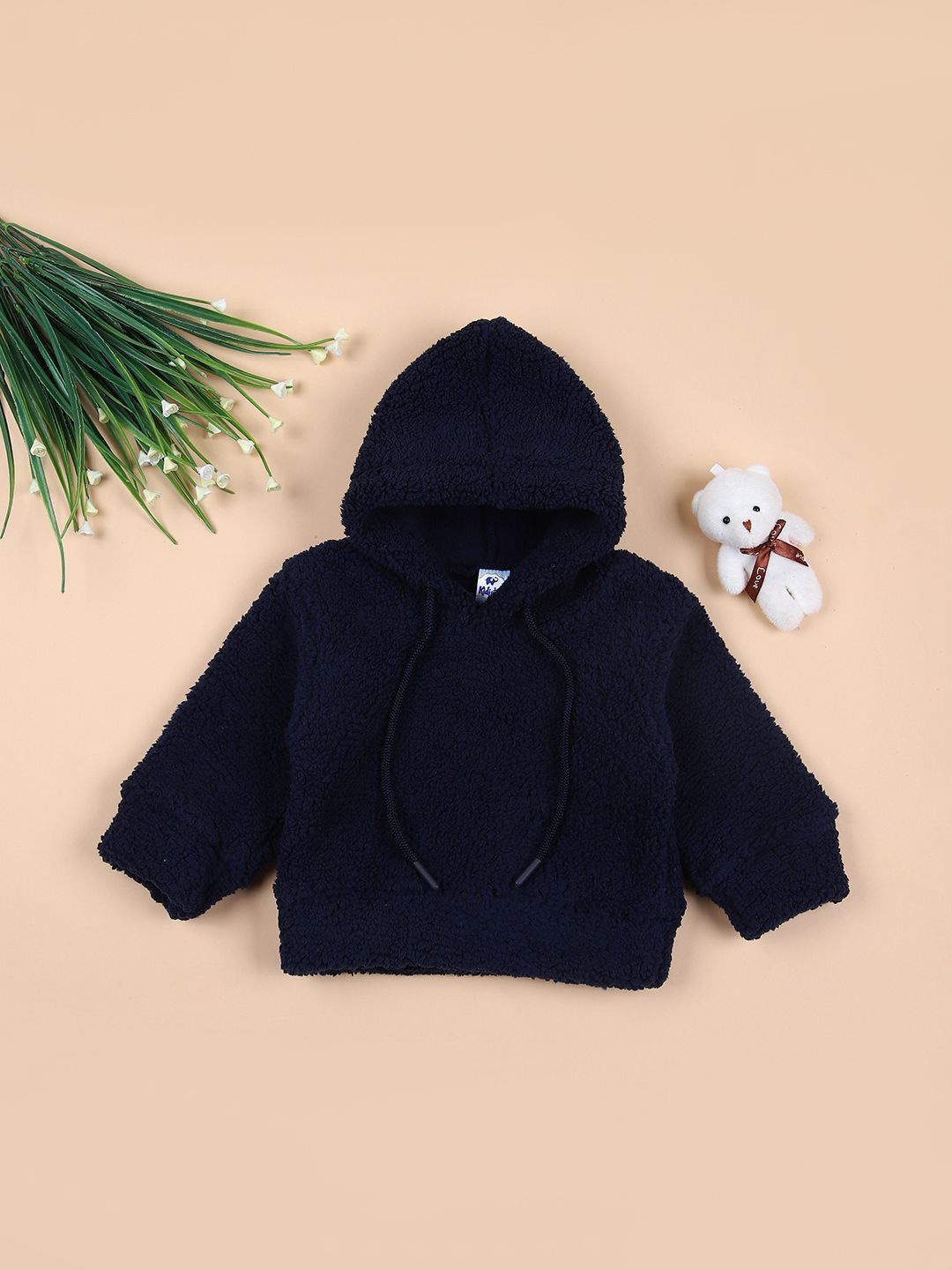 

V-Mart Unisex Kids Solid Cotton Hooded Pullover Sweatshirt, Navy blue