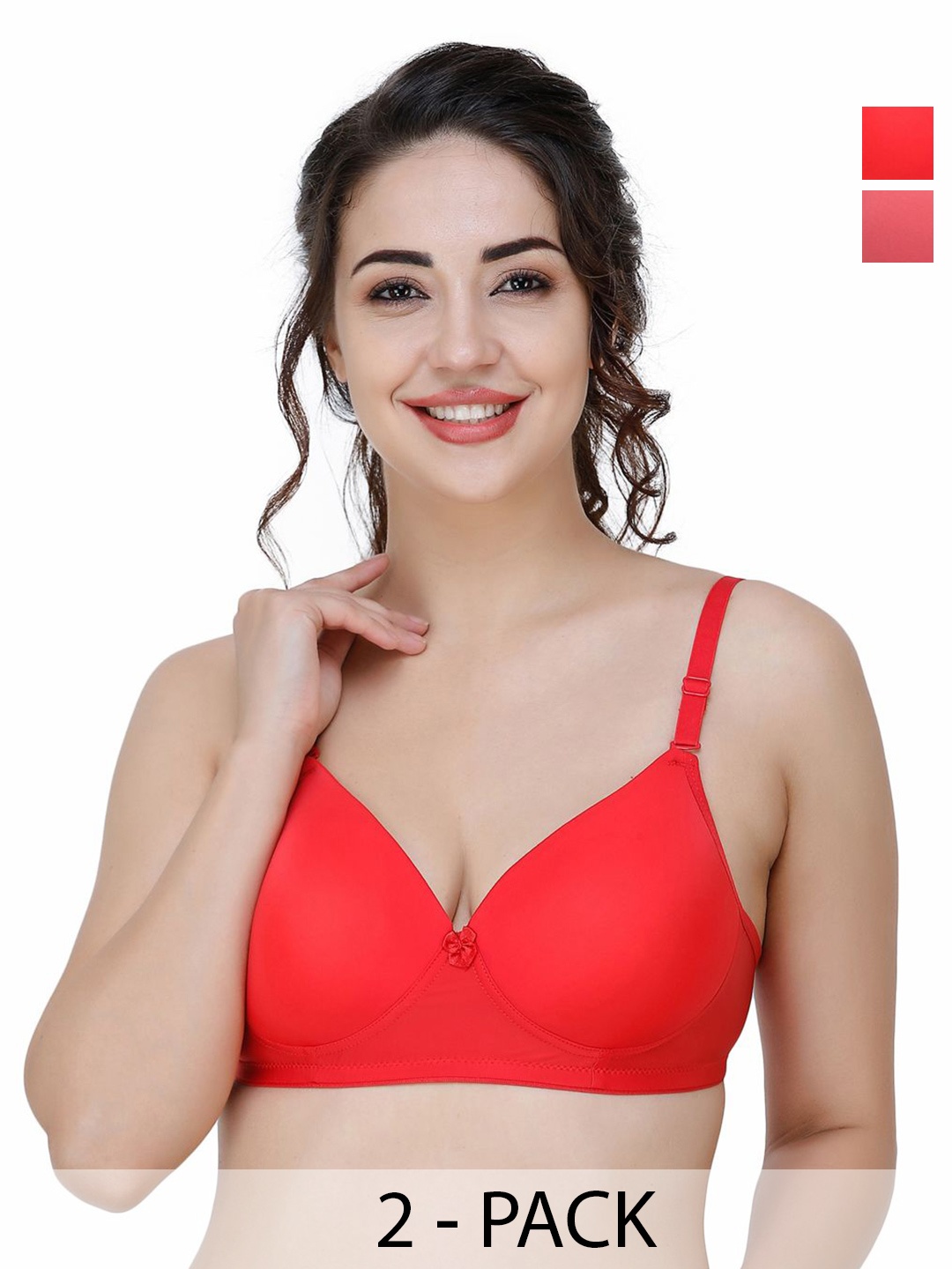 

College Girl Women Pack Of 2 Full Coverage Lightly Padded Bra, Red