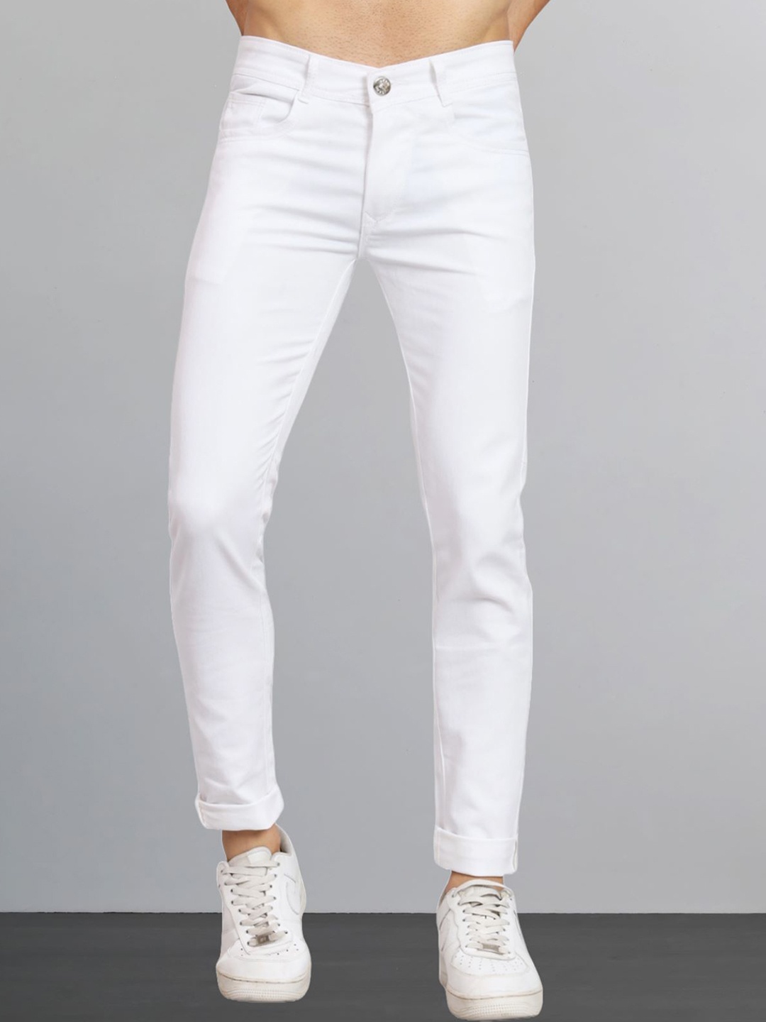 

LINARIA Men Regular Fit Classic Slash Knee Jeans, White