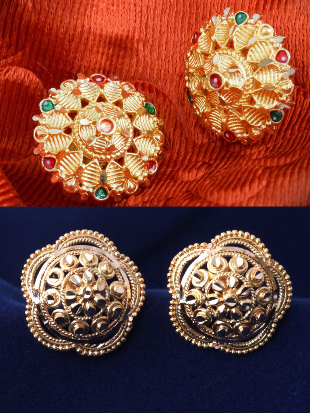 

DIVASTRI Set Of 2 Gold-Plated Circular Studs Earrings