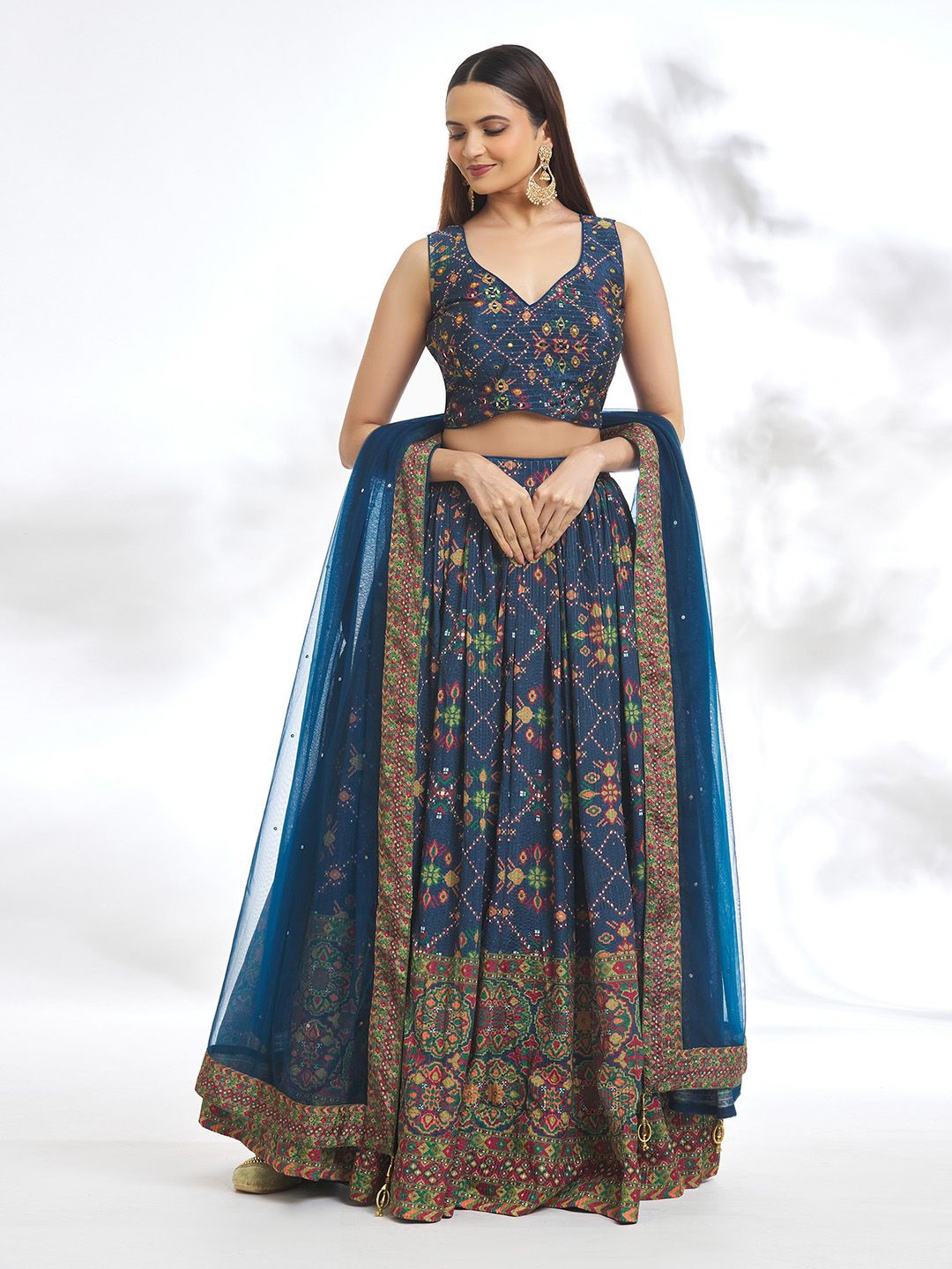 

Samyukta Singhania Embroidered Ready to Wear Lehenga & Blouse With Dupatta, Blue