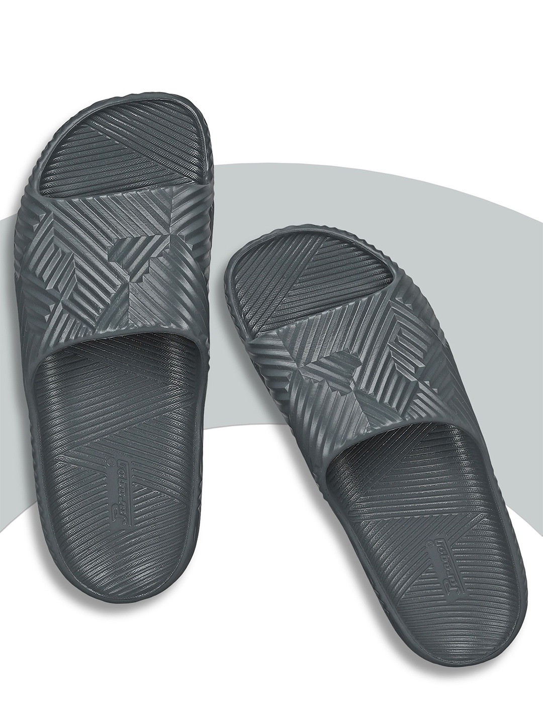 

Paragon Men Striped Croslite Sliders, Grey