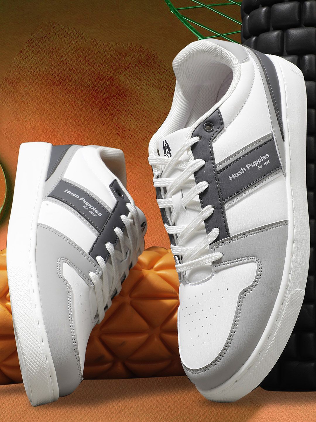 

Hush Puppies Men Colourblocked PU Sneakers, White