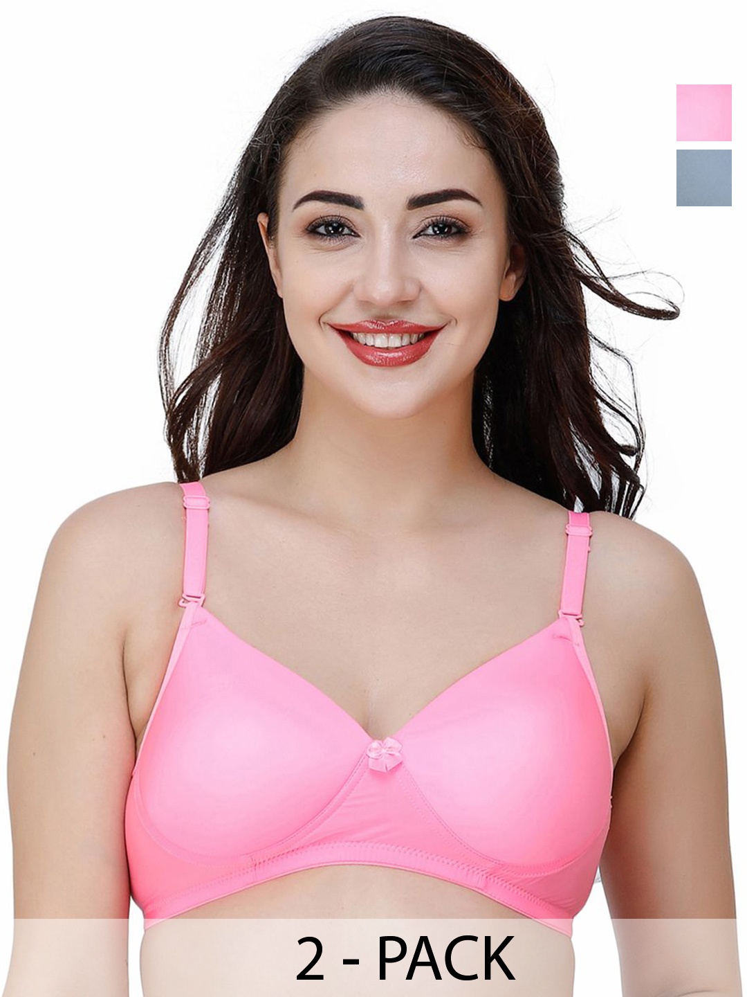 

College Girl Pack Of 2 Full Coverage Lightly Padded Non-Wired Bra, Pink