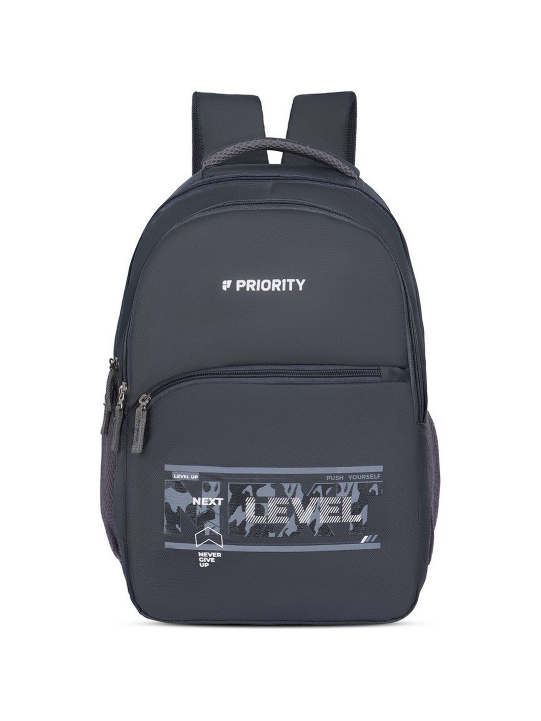

Priority Unisex Printed PU Backpack, Grey