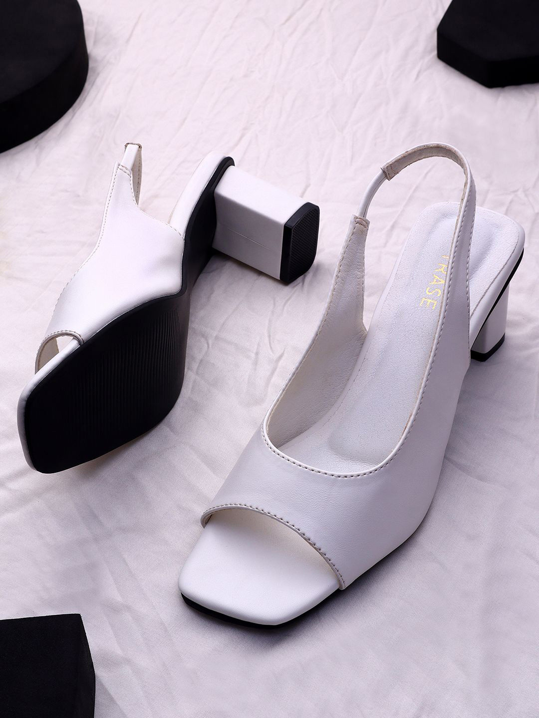 

TRASE Women Square Toe Block Heel Sandals, White
