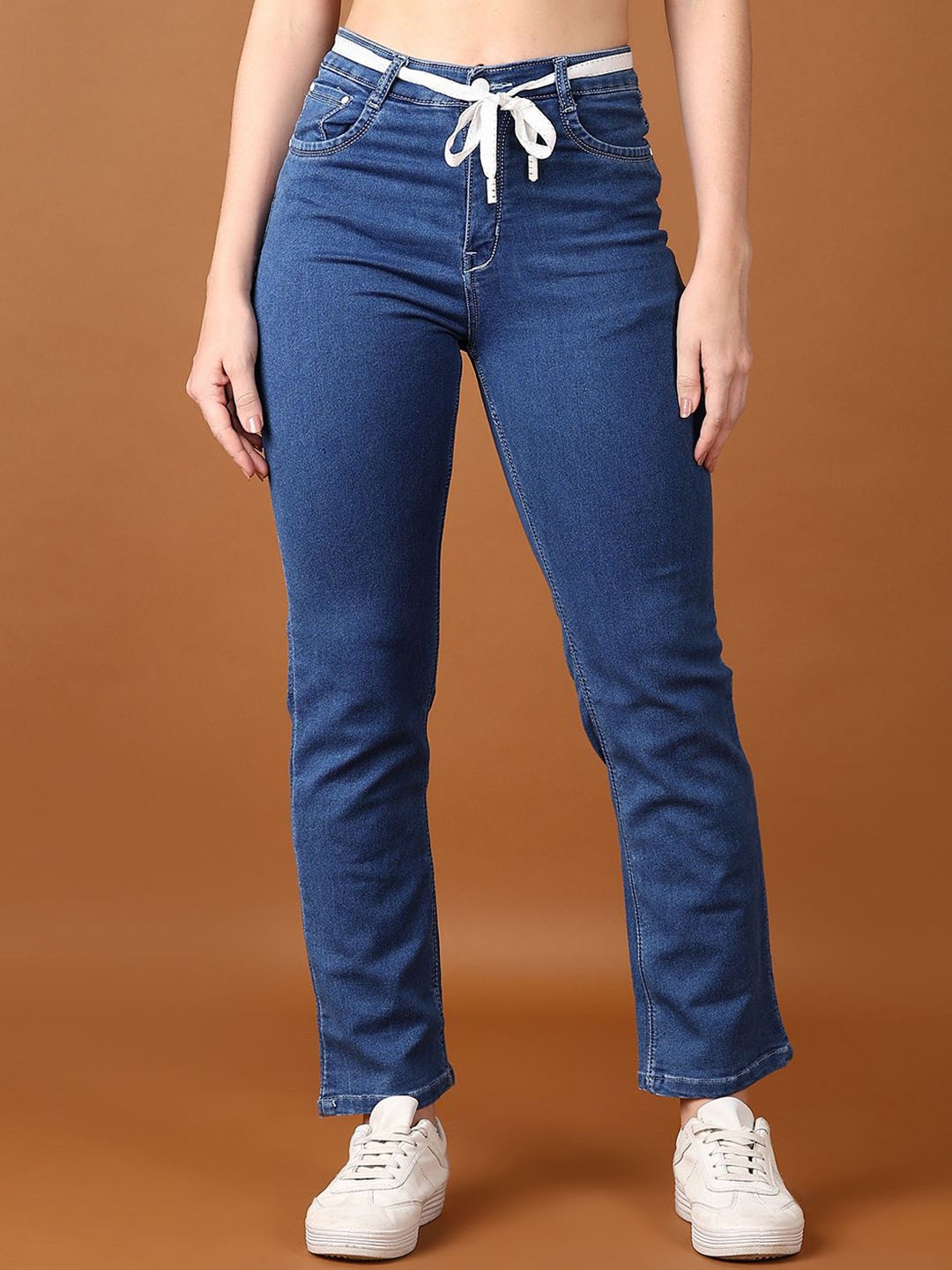 

V-Mart Women Cotton Regular Fit High-Rise Light Fade Jeans, Blue