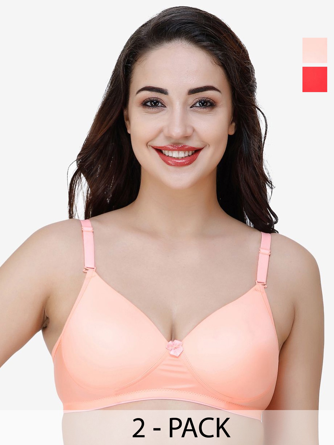 

College Girl Pack Of 2 Full Coverage Lightly Padded T-shirt Bra, Orange