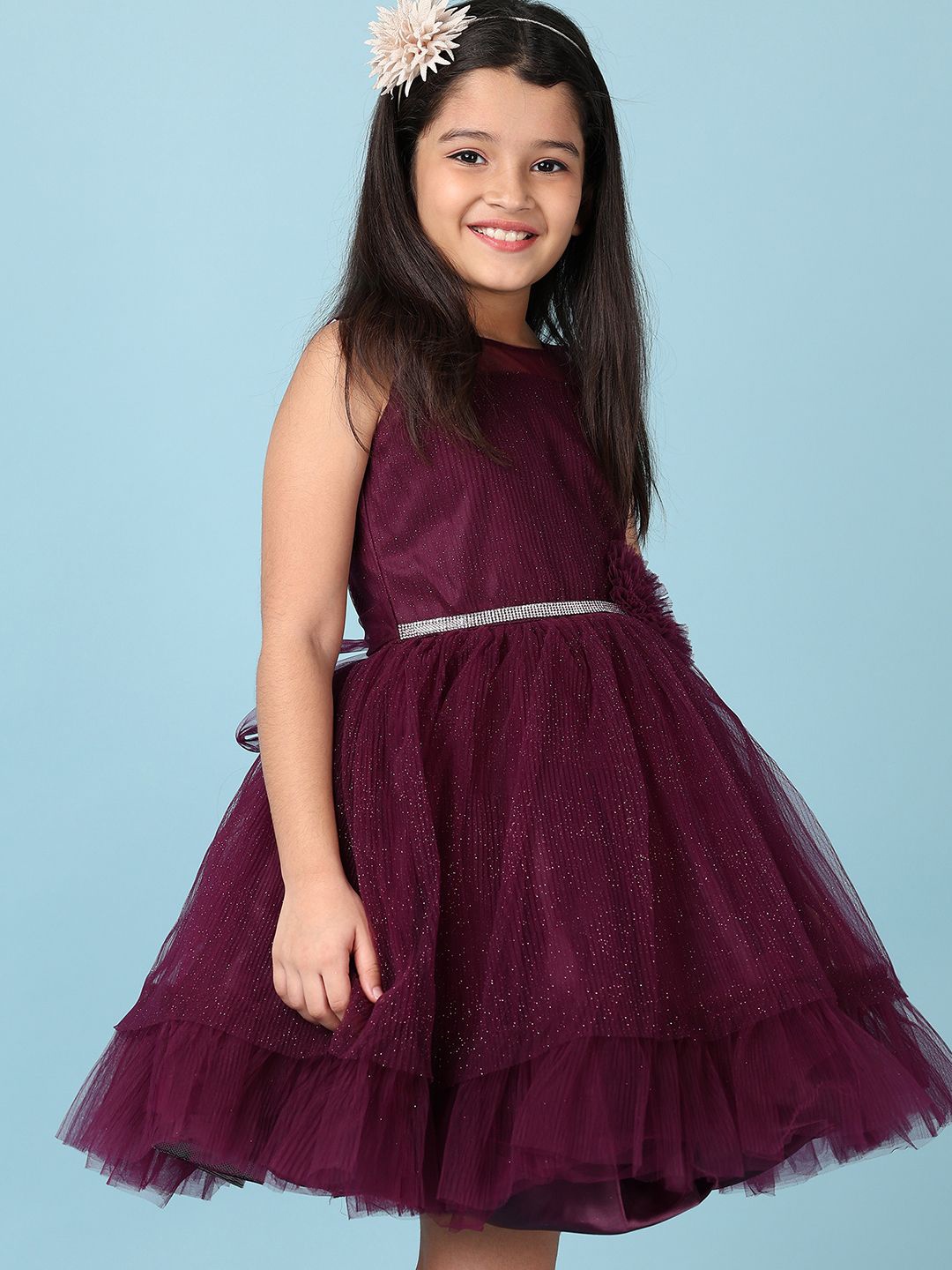 

V-Mart Girls Fit & Flare Dress, Maroon