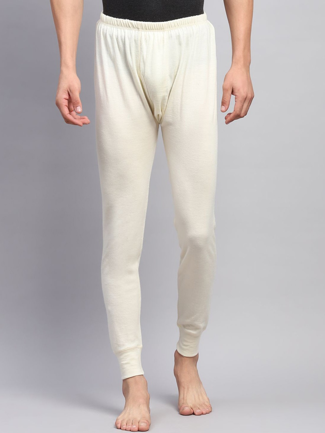 

Monte Carlo Men Ribbed Mid-Rise Thermal Bottoms, Cream
