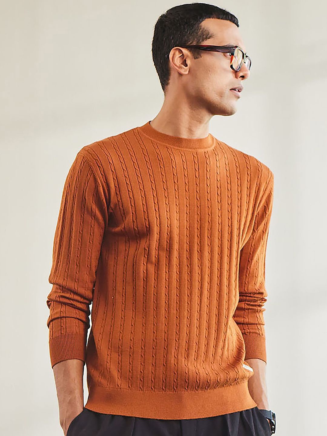 

Mr Bowerbird Men Cable Knit Pullover, Rust