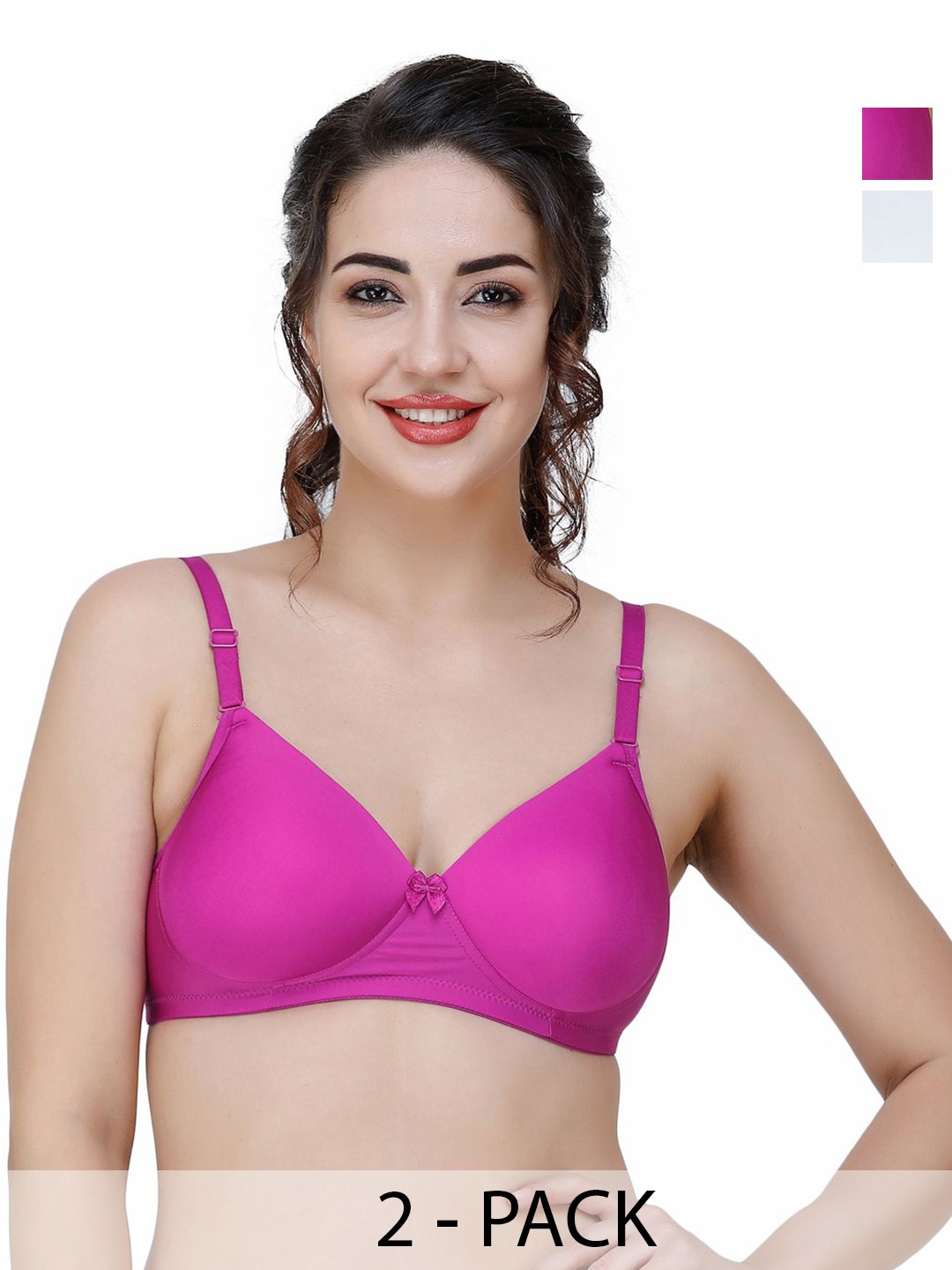 

College Girl Women Pack Of 2 Full Coverage Lightly Padded T-shirt Bra, Purple