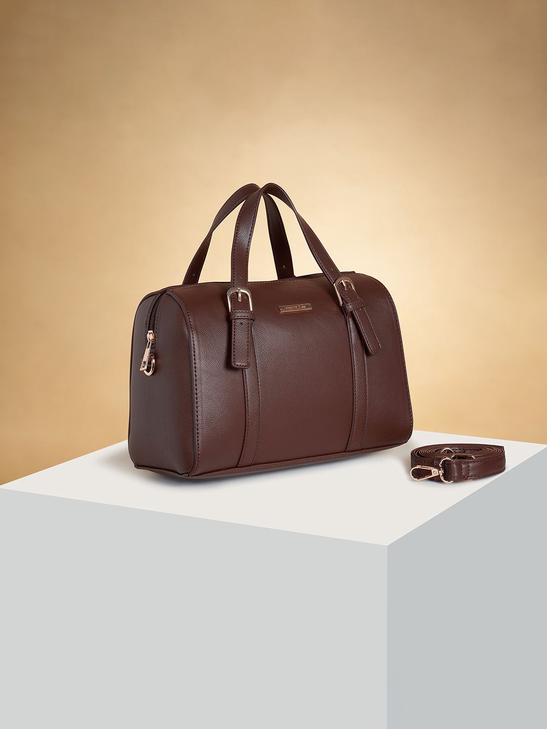 

Forever Glam by Pantaloons Women Solid Bowling Handheld Bag, Brown