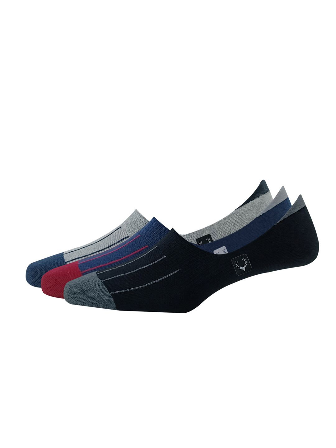 

Allen Solly Men Cotton Pack Of 3 Shoe Liner Socks, Grey melange
