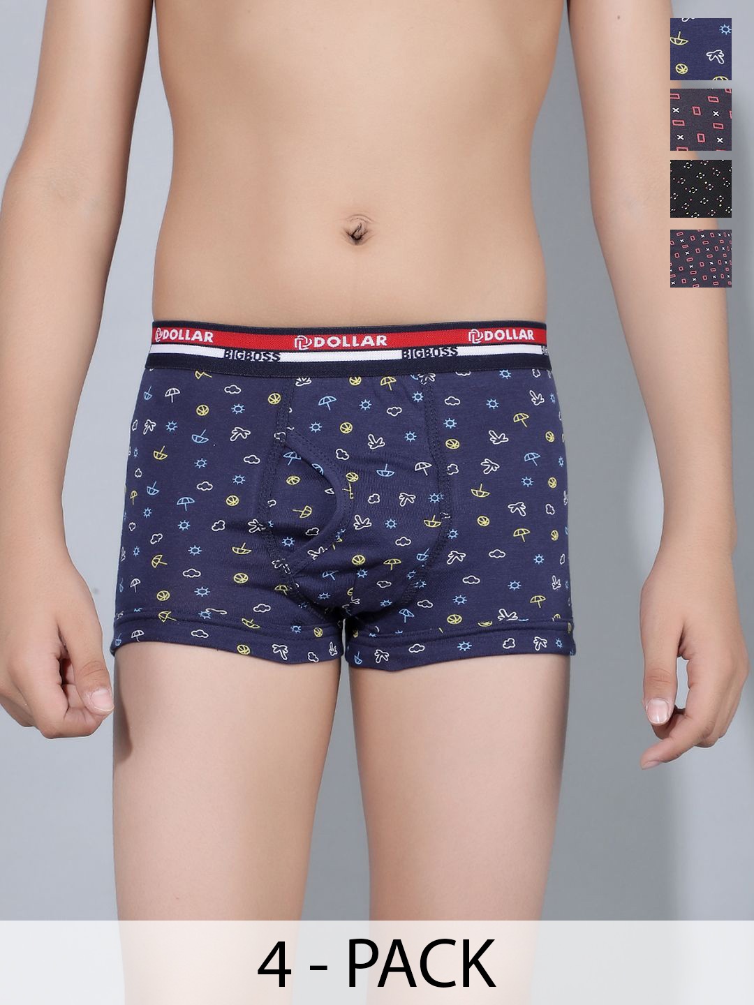 

Dollar Bigboss Pack Of 4 Assorted Trunks MBKTR-15-MDRNTRNK-PO4-CO1, Navy blue