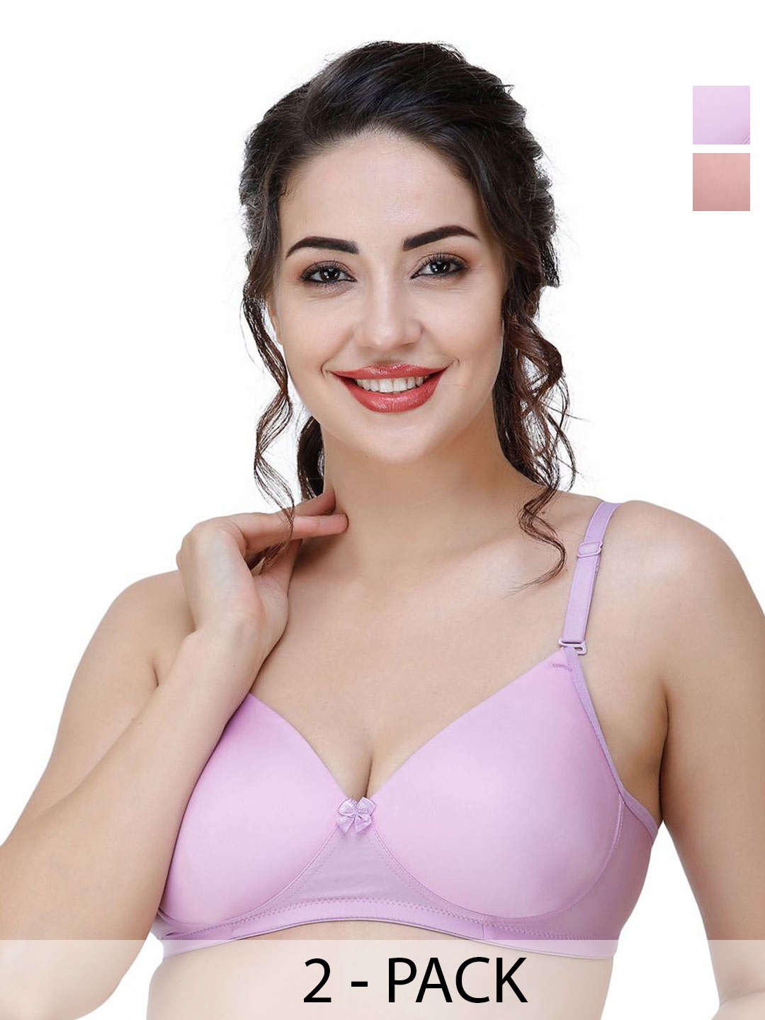 

College Girl Pack Of 2 Full Coverage Lightly Padded T-shirt Bra, Pink