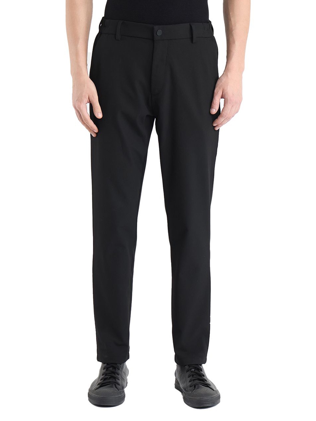 

RARE RABBIT Men Tailored Regular Fit High-Rise Trousers, Black