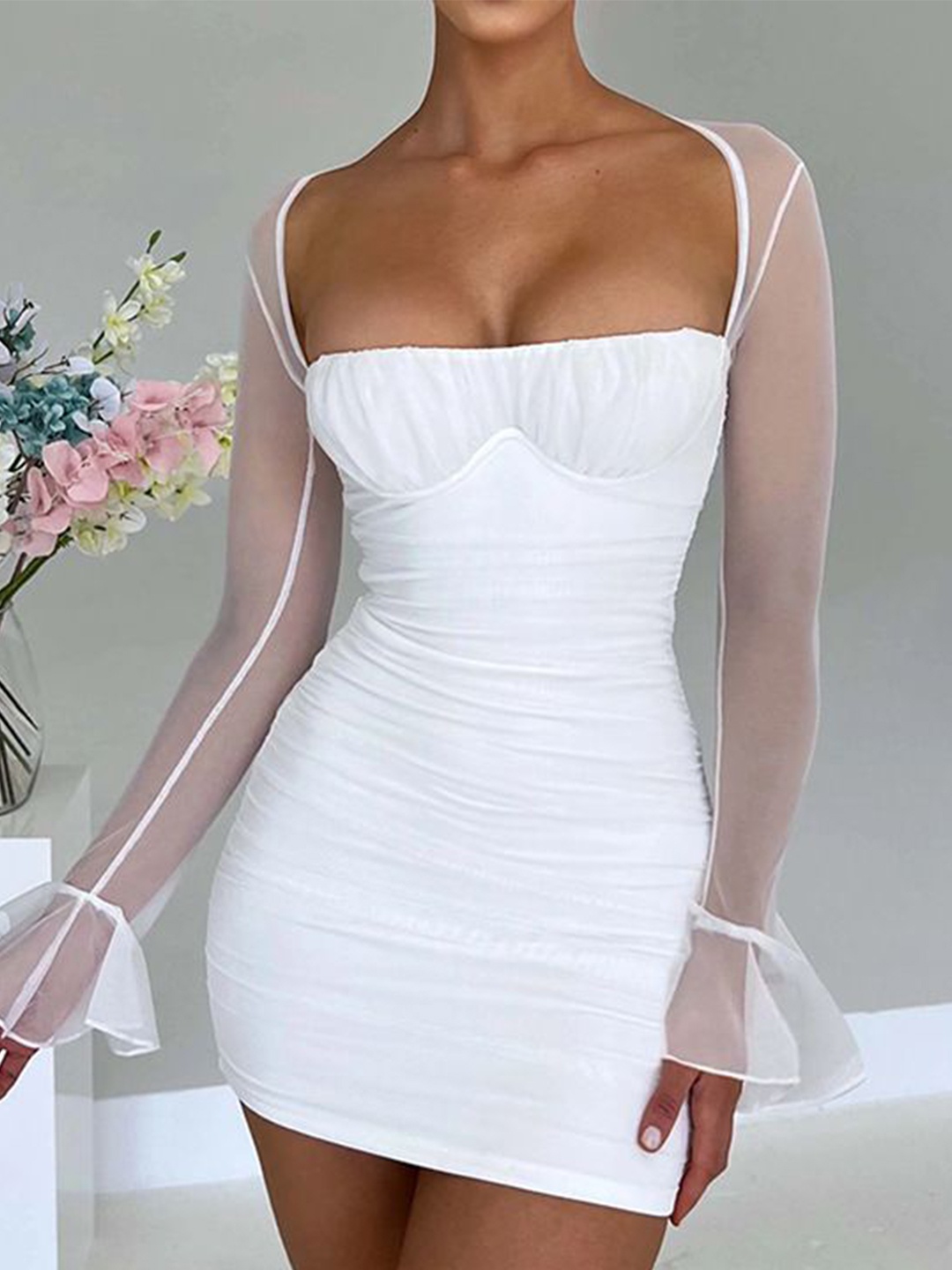 

MIAKEE Women Bodycon Mini Dress, White