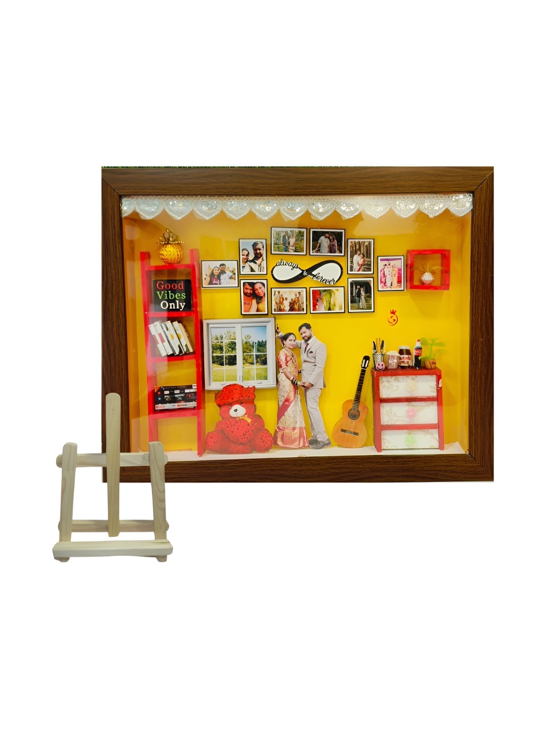 

khushi kart Orange 1 Pieces Wood Table Photo Frames