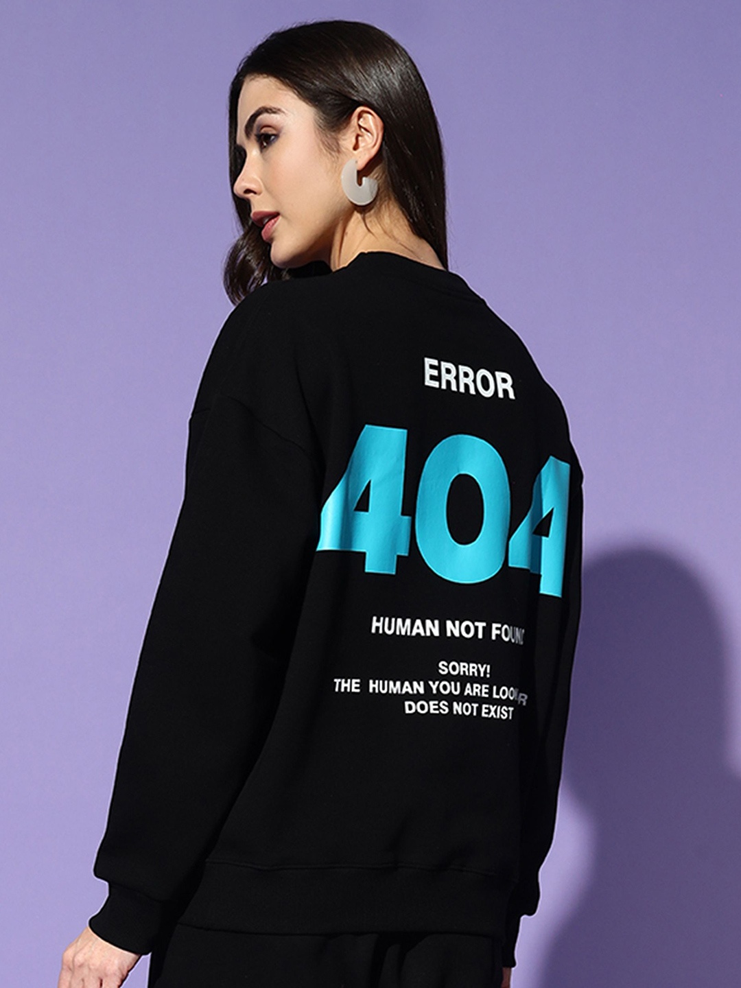 

GRIFFEL Women Long Sleeves Alphanumeric Printed Pullover Sweatshirt, Black