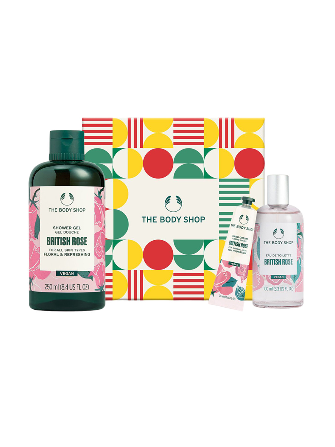 

THE BODY SHOP Set Of 3 Lather & Slather British Rose Gift Set, Cream