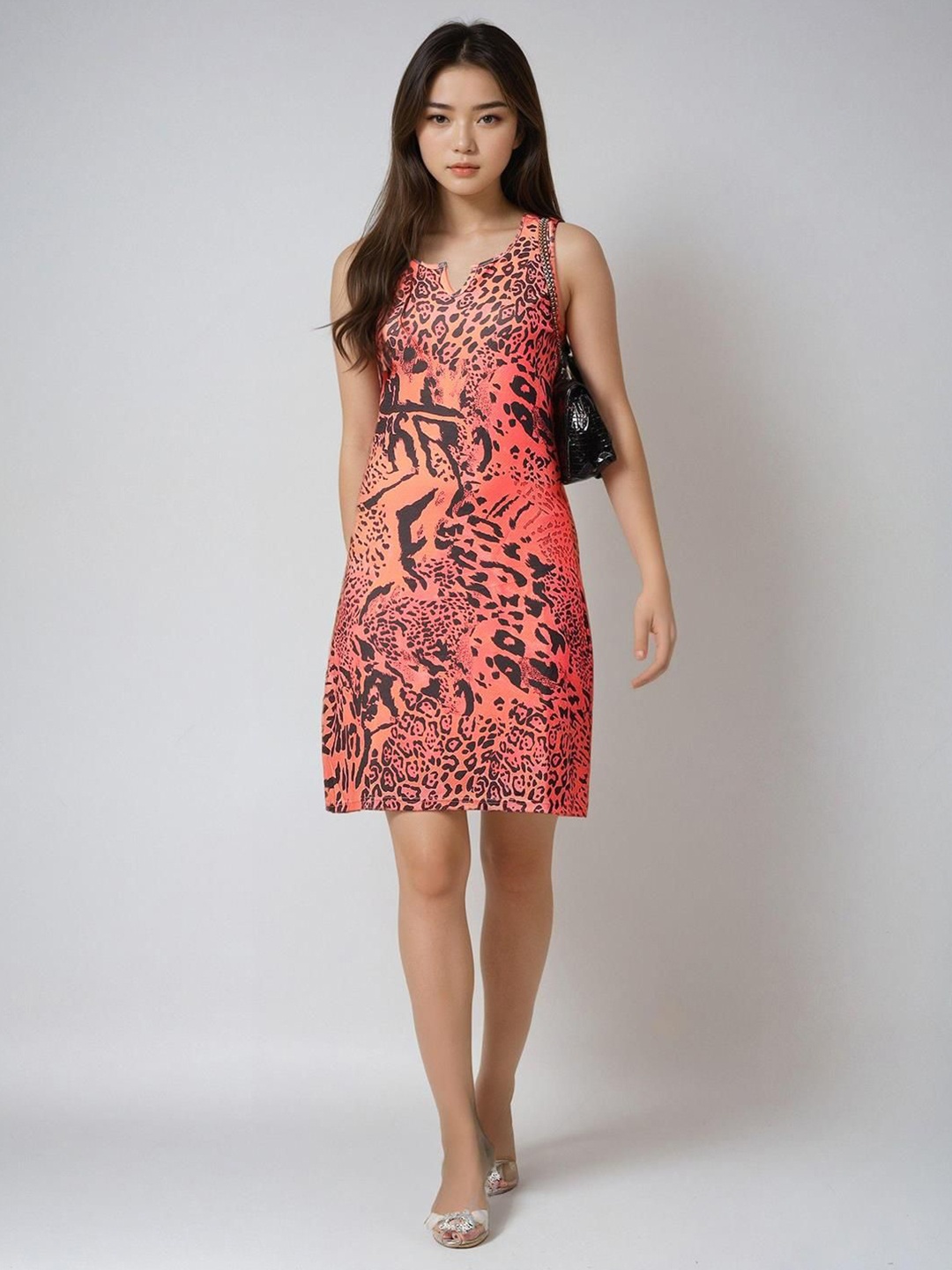 

Kotty Women Animal Printed Sheath Dress, Peach