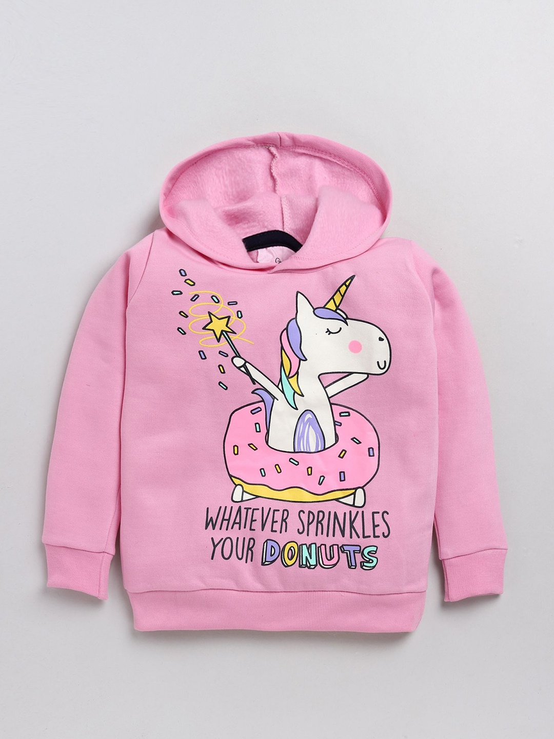 

YK Girls Graphic Printed Hooded Sweatshirt, Pink