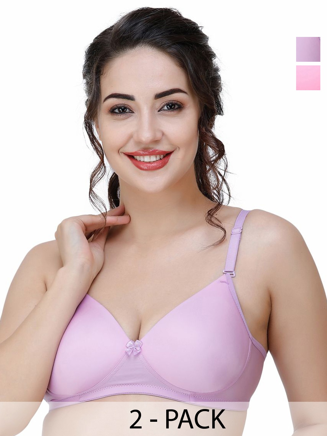

College Girl Pack Of 2 Full Coverage Lightly Padded T-shirt Bra, Pink