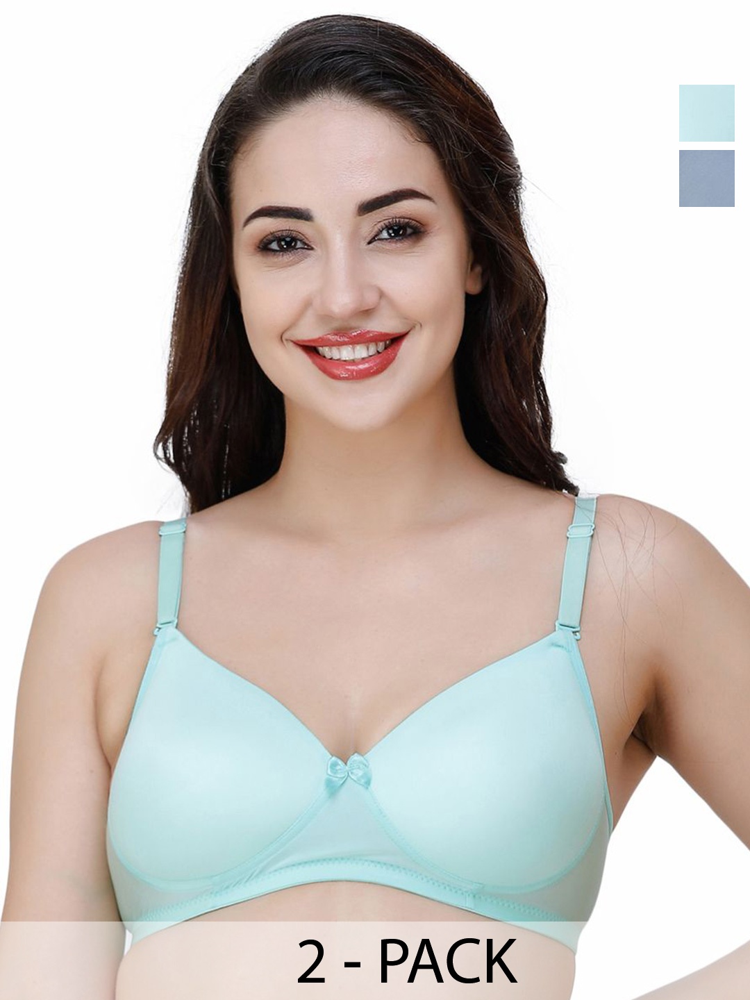 

College Girl Pack Of 2 Medium Coverage Lightly Padded T-shirt Bra, Green
