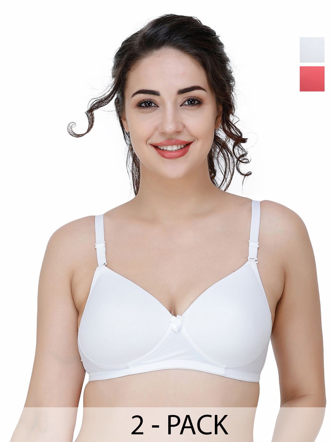 

College Girl Women Pack Of 2 Full Coverage Lightly Padded Bra, Red