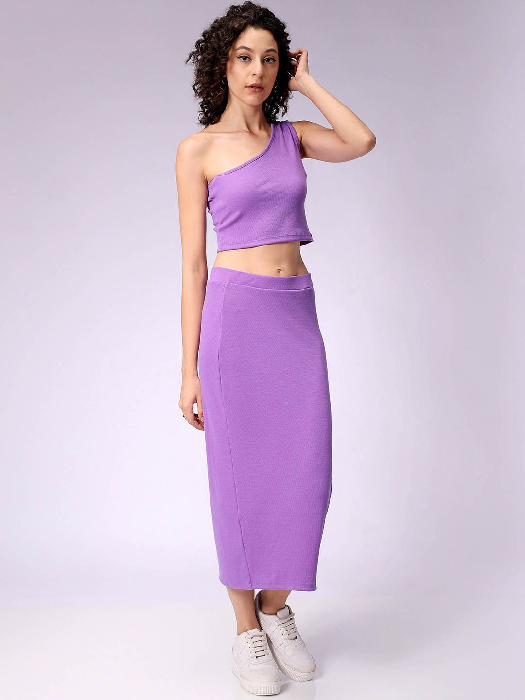 

Freehand by The Indian Garage Co One Shoulder Top With Skirt Co-Ords, Purple