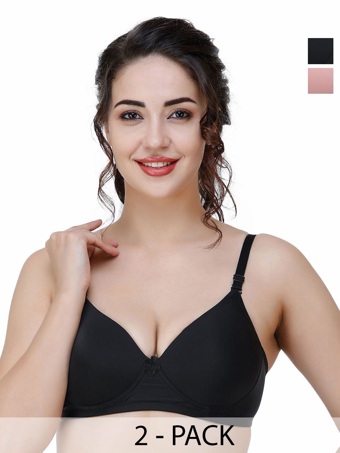 

College Girl Pack Of 2 Full Coverage Lightly Padded T-shirt Bra, Pink