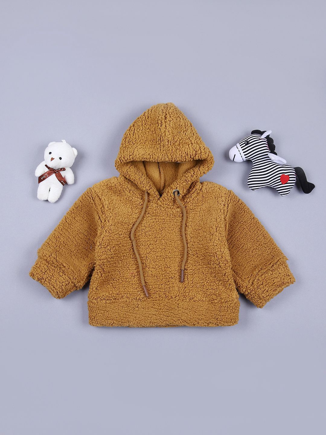 

V-Mart Unisex Kids Cotton Self Design Hooded Sweatshirt, Mustard