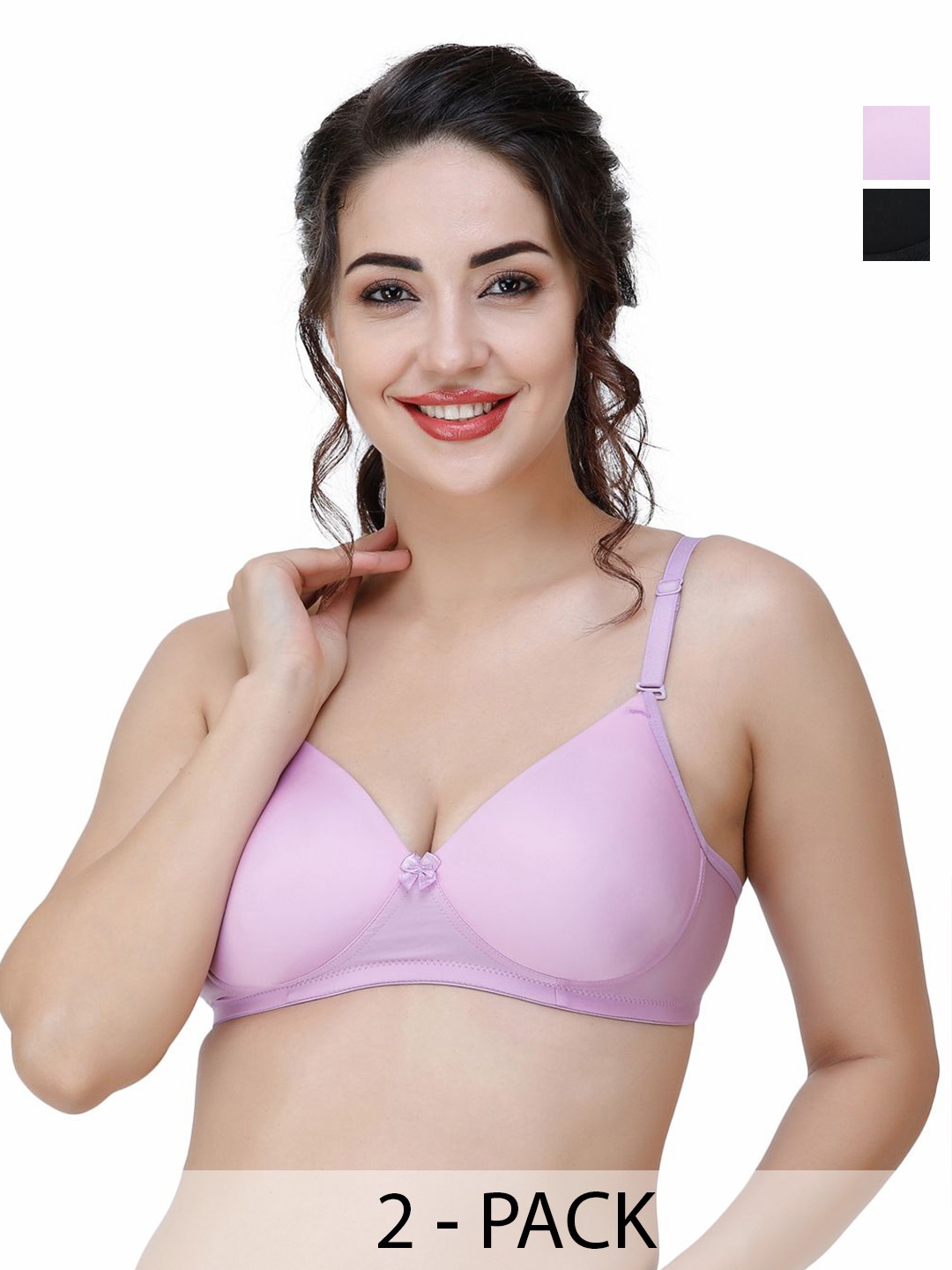 

College Girl Women Pack Of 2 Full Coverage Lightly Padded Bra, Black