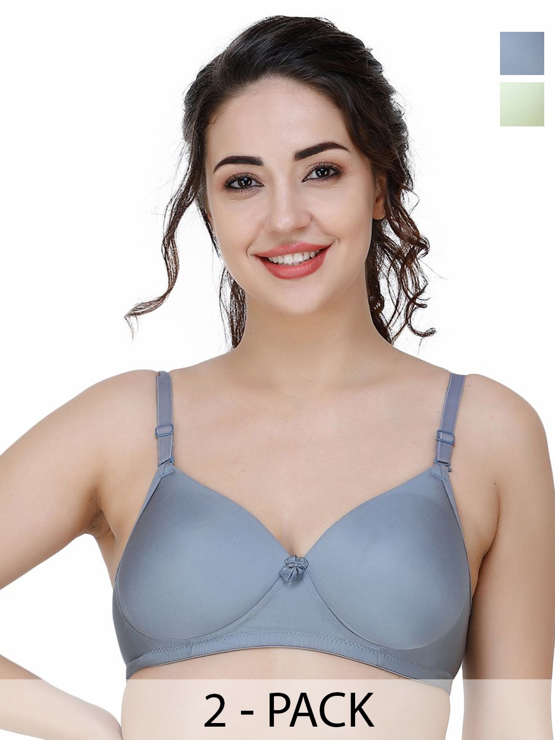 

College Girl Pack Of 2 Full Coverage Lightly Padded T-shirt Bra, Green